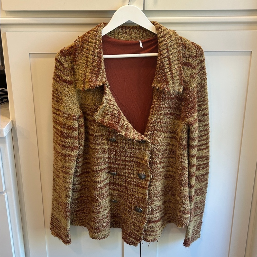 FREE PEOPLE Zebra Yarn Button Down Wool Jacket Coat - Picture 8 of 16